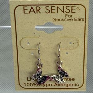 3For$20 Ear Sense Silver Butterfly Dangle Earrings
